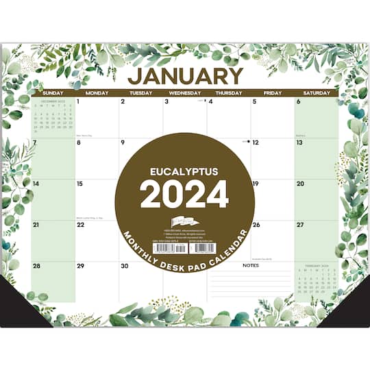 2024 Eucalyptus &#x26; Succulents Monthly Desk Calendar